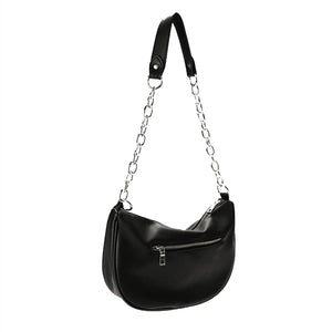 Leather Underarm Bag Messenger Bag with Zipper Shoulder Bag Handbag