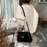 Women's Pu Leather Messenger Shoulder Bag Small Square Tote Handbag