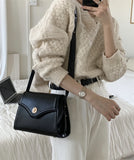 Women's Pu Leather Messenger Shoulder Bag Small Square Tote Handbag