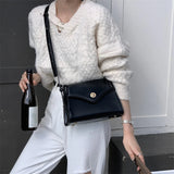 Women's Pu Leather Messenger Shoulder Bag Small Square Tote Handbag
