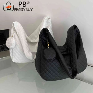 Nylon Quilted Messenger Bag for Women with Small Purse