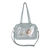 PU Messenger Bag Transparent Shoulder Bag with Zipper Crossbody