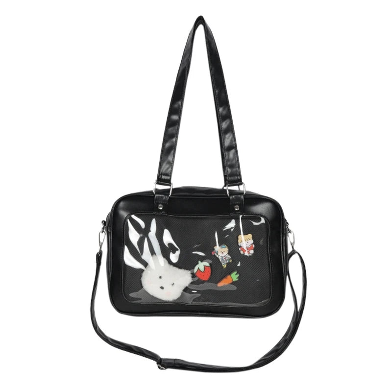 PU Messenger Bag Transparent Shoulder Bag with Zipper Crossbody