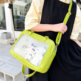 PU Messenger Bag Transparent Shoulder Bag with Zipper Crossbody