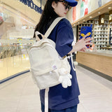 Nylon Women's Backpack Solid Preppy Style School Bag Teenage Girl Large Capacity