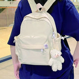 Nylon Women's Backpack Solid Preppy Style School Bag Teenage Girl Large Capacity