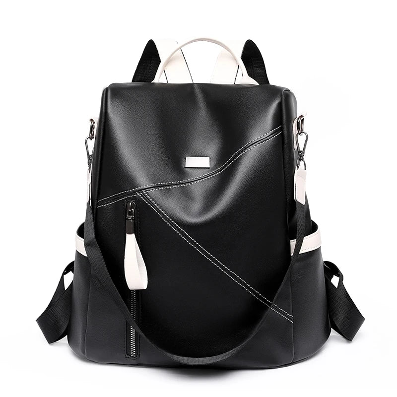 Women's PU Leather Backpack - Waterproof Travel Rucksack