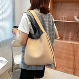 PU Leather Bucket Crossbody Bags for Women Solid Shoulder Handbags