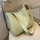PU Leather Bucket Crossbody Bags for Women Solid Shoulder Handbags