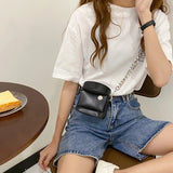 PU Leather Ladies Small Crossbody Bag Chains Women Shoulder Bag