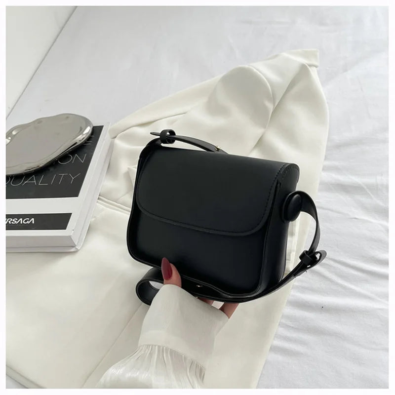 PU Leather Shoulder Bags for Women Solid Flap Handbag