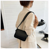 PU Leather Shoulder Bags for Women Solid Flap Handbag