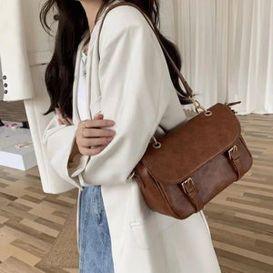 PU Leather Women Shoulder Handbags Solid Square Flap Totes Casual Ladies Bags
