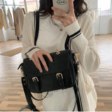 PU Leather Women Shoulder Handbags Solid Square Flap Totes Casual Ladies Bags