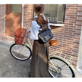 PU Leather Women Shoulder Handbags Solid Square Flap Totes Casual Ladies Bags