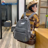 Plaid Backpack Student College Schoolbag Fresh Laptop Bookbag