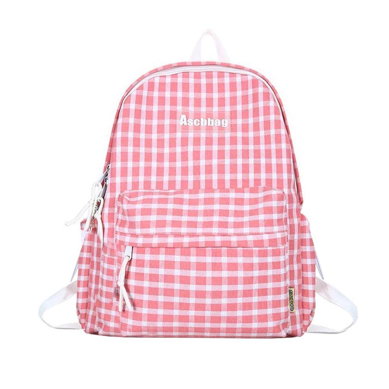 Plaid Backpack Student College Schoolbag Fresh Laptop Bookbag for Teenagers