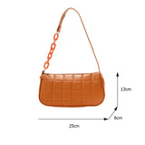 Plaid Pattern Women Underarm Bags Small Pure Armpit Bags Leather Chain