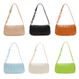 Plaid Pattern Women Underarm Bags Small Pure Armpit Bags Leather Chain