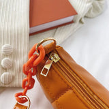 Plaid Pattern Women Underarm Bags Small Pure Armpit Bags Leather Chain