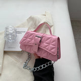 Vintage Plaid Shoulder Bag Chain Women Small Clutch Purse Tote Handbag