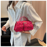Vintage Plaid Shoulder Bag Chain Women Small Clutch Purse Tote Handbag