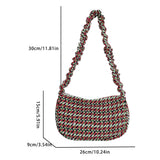 Vintage Half Moon Plaid Tote Bag for Women - Small Casual Shoulder Purse