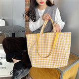 Plaid Women Shoulder Bag Student Tote Handbags Large Capacity Eco Shopping Bags