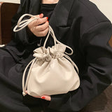 Pleated PU Leather Crossbody Bag Small Purse Handbag for Women