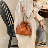 Pleated PU Leather Crossbody Bag Small Purse Handbag for Women