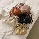 Pleated PU Leather Crossbody Bag Small Purse Handbag for Women