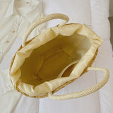 Women's Straw Bucket Shoulder Bag for Summer Photography