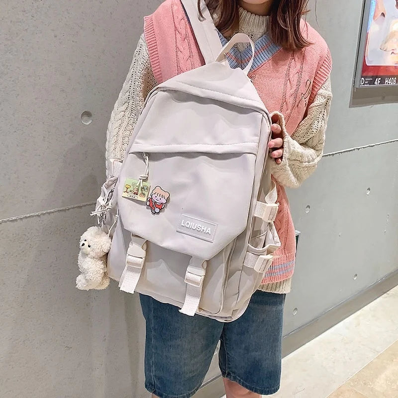 Youth Solid Shoulder Bags Portable Travel Bag School Bag For Teenagers