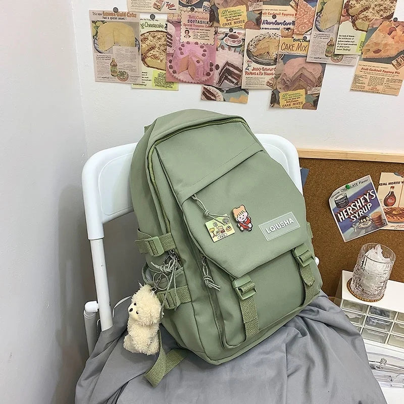 Youth Solid Shoulder Bags Portable Travel Bag School Bag For Teenagers