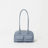 Pu Women's Shoulder Bag Bright Face Solid Basics Zipper Underarm Bag