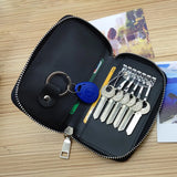 Leather Car Key Holder with Zipper, Key Organizer Set