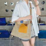 Canvas Tote Bag Women Shoulder Handbag Small Fresh Retro Casual Large-capacity