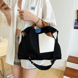 Canvas Tote Bag Women Shoulder Handbag Small Fresh Retro Casual Large-capacity