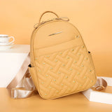 Retro Rivet Backpacks High Leather Backpacks Anti Theft Large Capacity