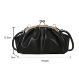 Shoulder Bag Metal Clip Buckle PU Satchels Bag Shell Shape Women Small Leather