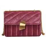 Pink Velvet Small Messenger Bag Metal Chain Shoulder Handbag