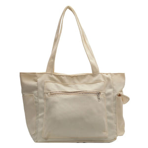 Canvas Fabric Ladies Handbags Multi-pocket Solid Zipper for Travel Work