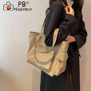 Canvas Fabric Ladies Handbags Solid Zipper for Travel Work Daily Life