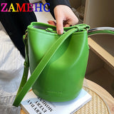 Small Bucket Bags for Women Soft PU Leather Shoulder Crossbody Bag