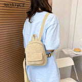 Small Fresh School Backpacks Retro Denim Corduroy Daypack Students Schoolbag