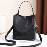 PU Leather Bucket Bag Women Travel Shoulder Handbag