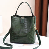 PU Leather Bucket Bag Women Travel Shoulder Handbag