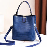 PU Leather Bucket Bag Women Travel Shoulder Handbag