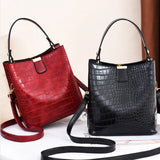 PU Leather Bucket Bag Women Travel Shoulder Handbag