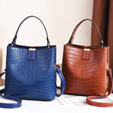 PU Leather Bucket Bag Women Travel Shoulder Handbag